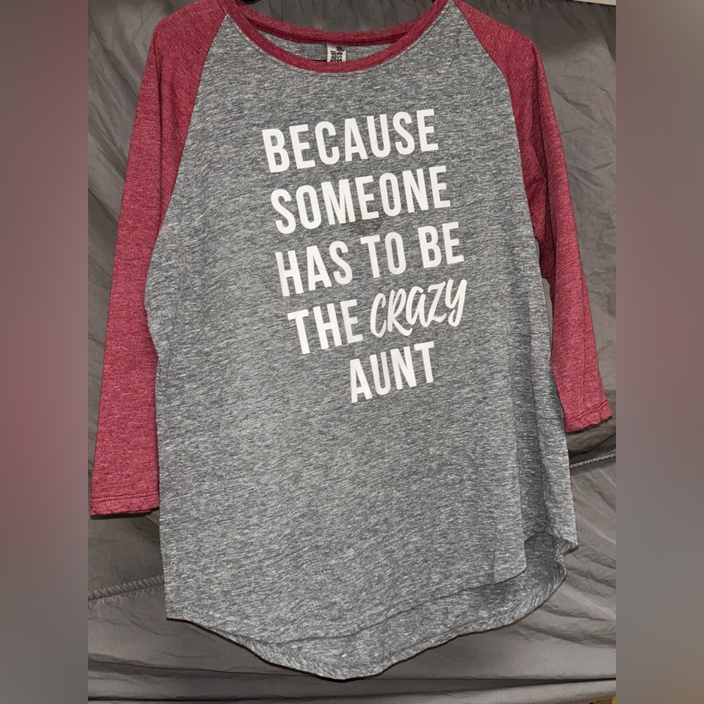 Gray and Red 3/4 Sleeve Graphic Tee